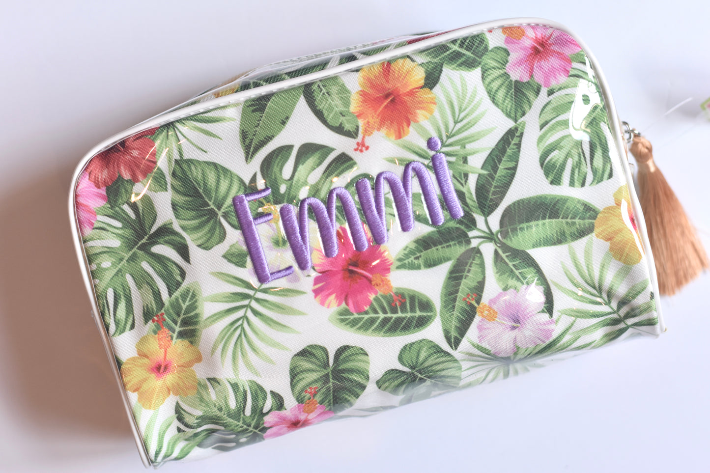 Tropical Cosmetic Pouch (clear coated)