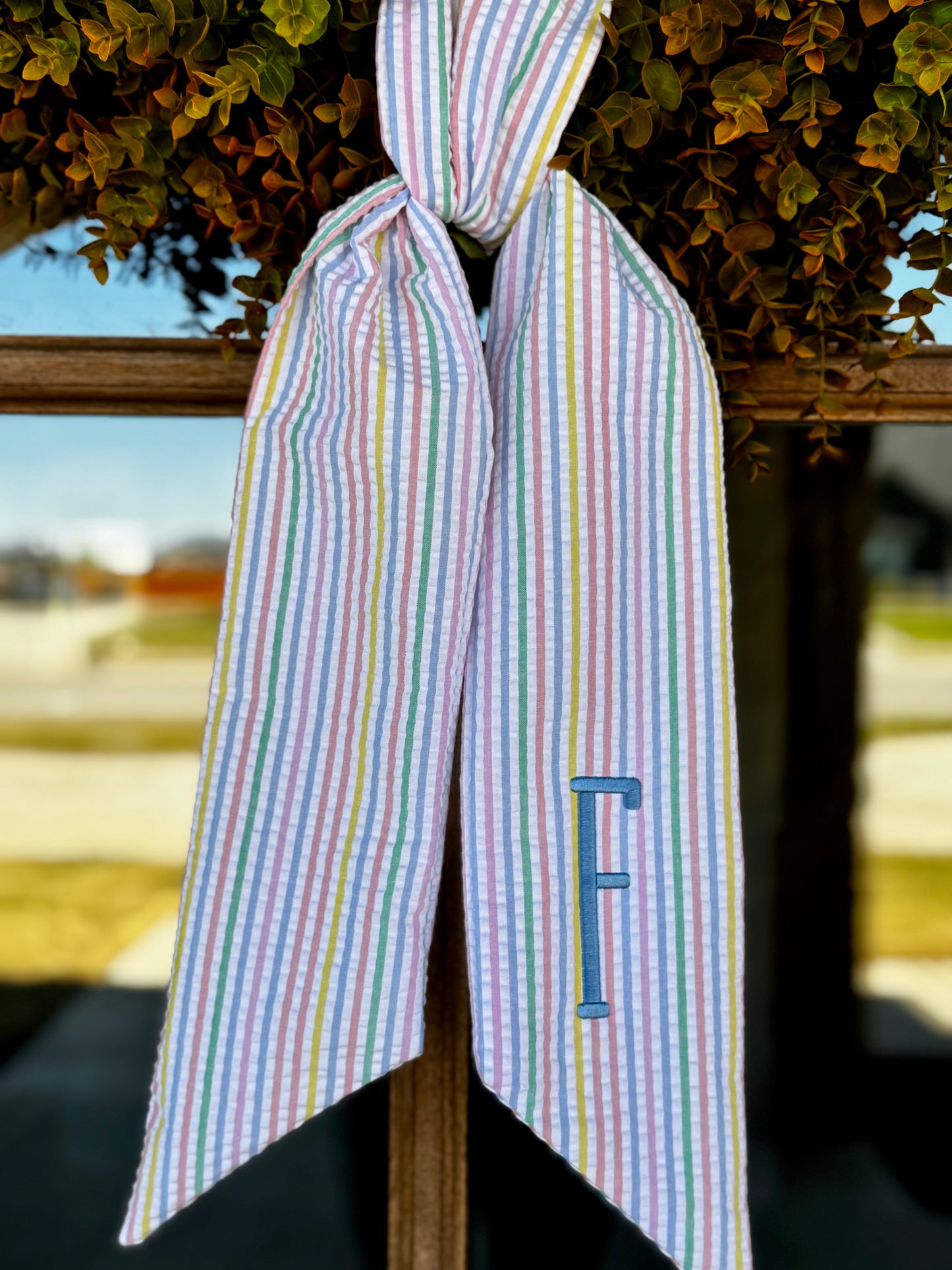 Pastel Seersucker Wreath Sash