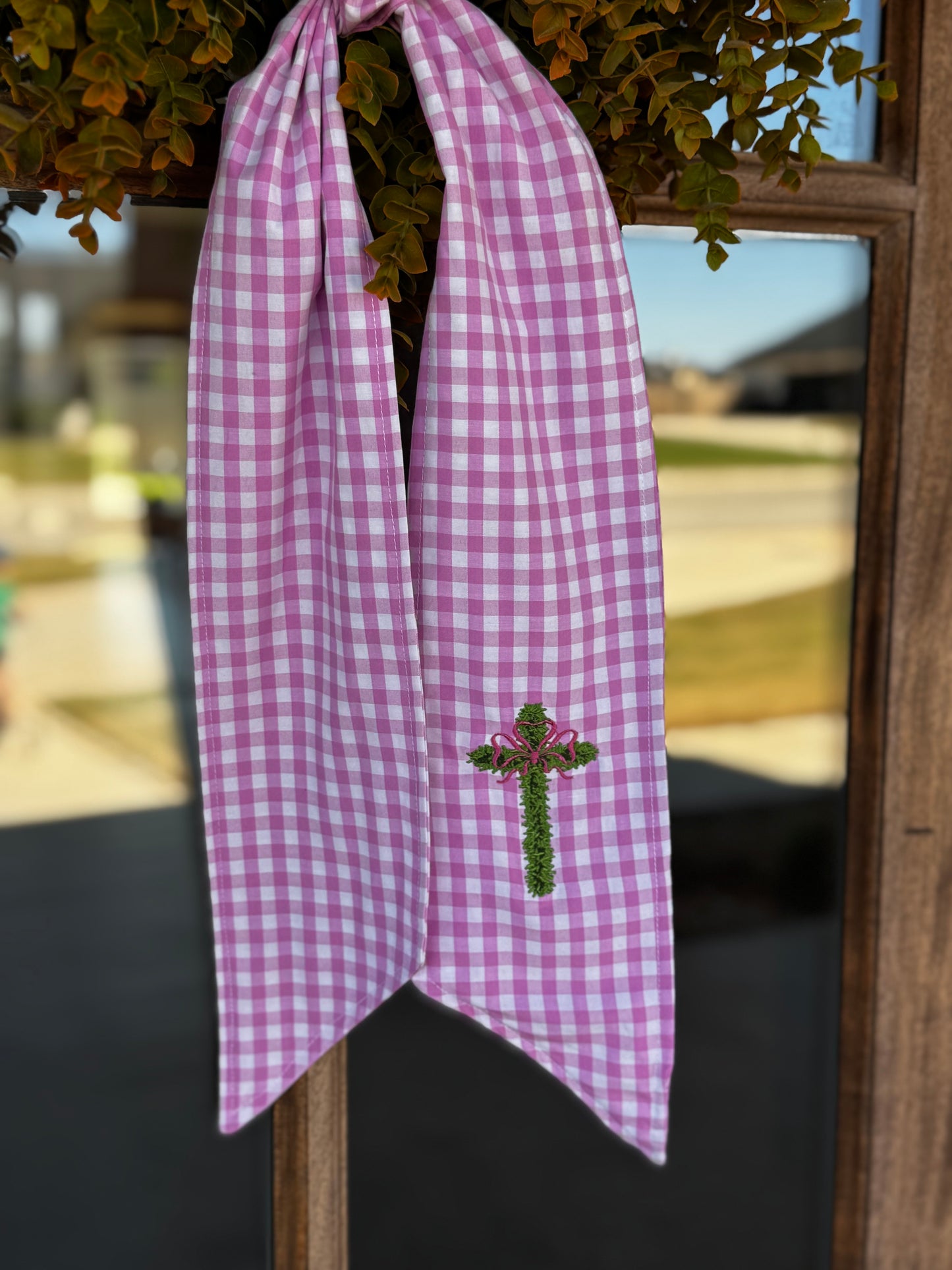 Pink Gingham Wreath Sash