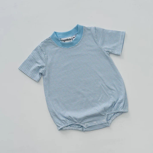 Knit Striped Bubble Short Sleeve Tee