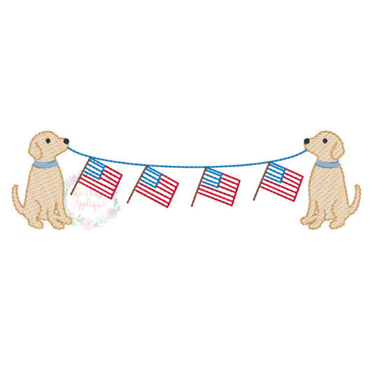 Dogs with Flag Banner